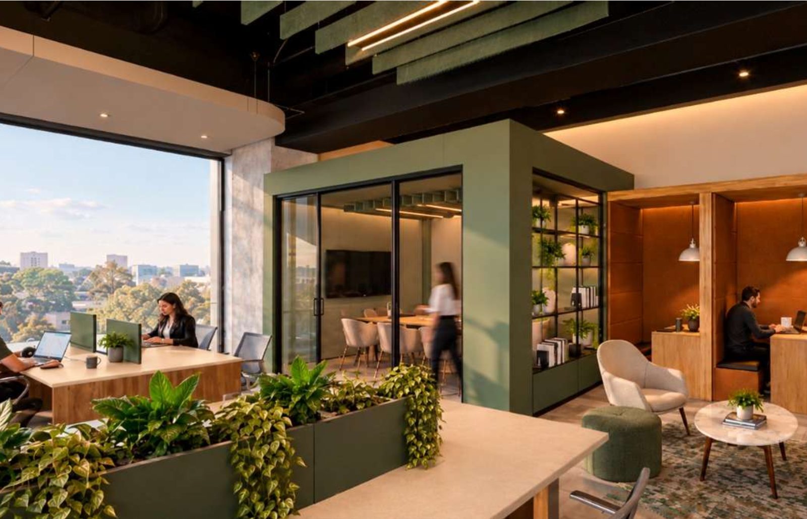 hāwā coworking: zona de trabajo y descanso